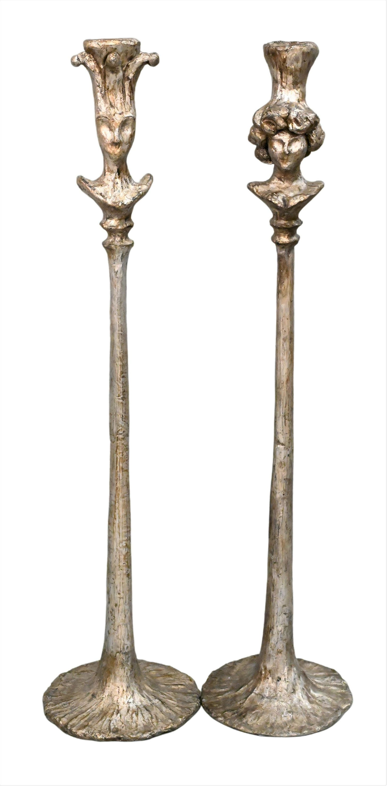 A Pair of Giacometti Style Monumental Candlesticks (1 of 5)