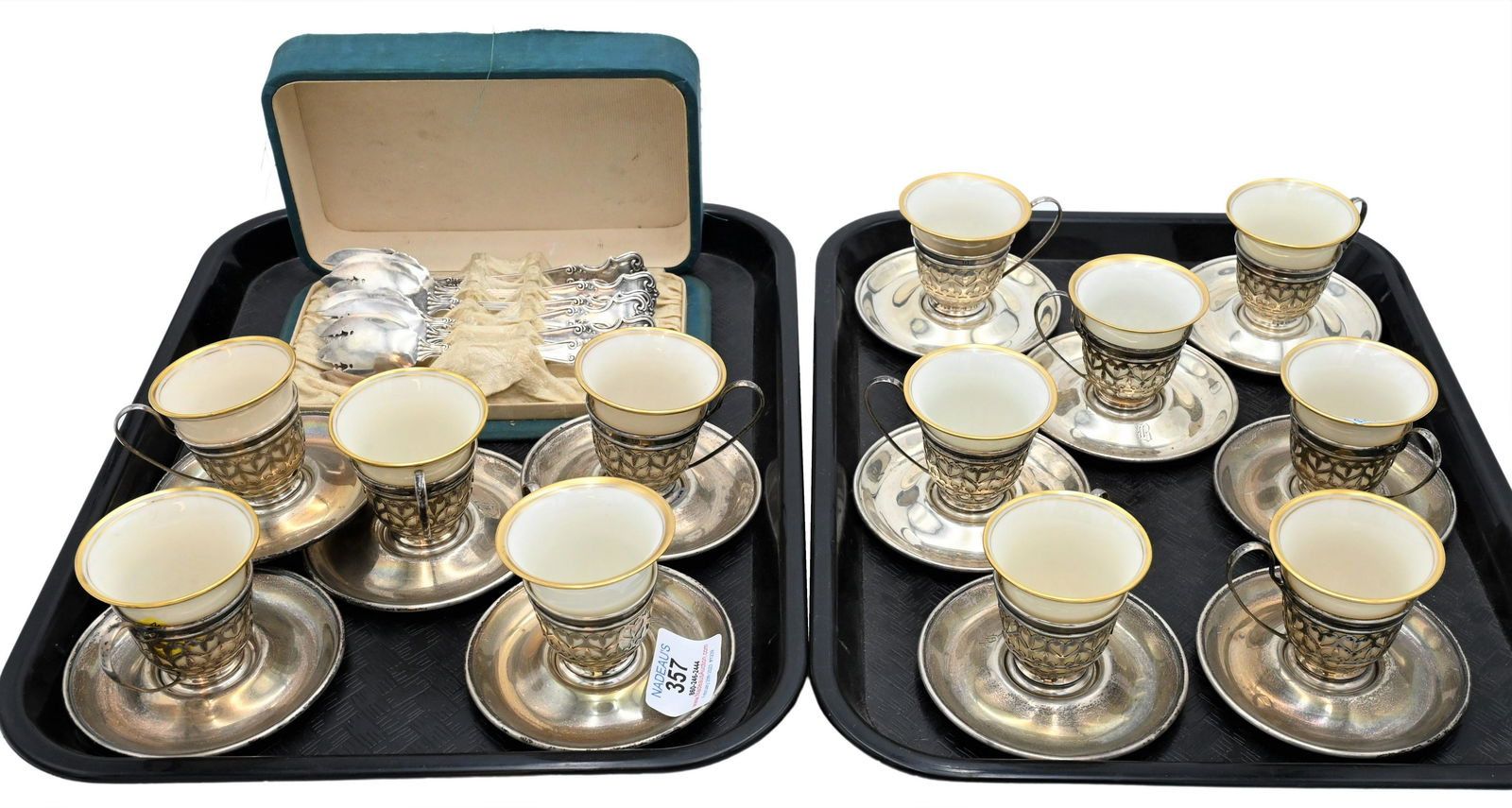 Set of 12 Lenox Sterling Lined Demitasse Cups and Saucers (1 of 5)