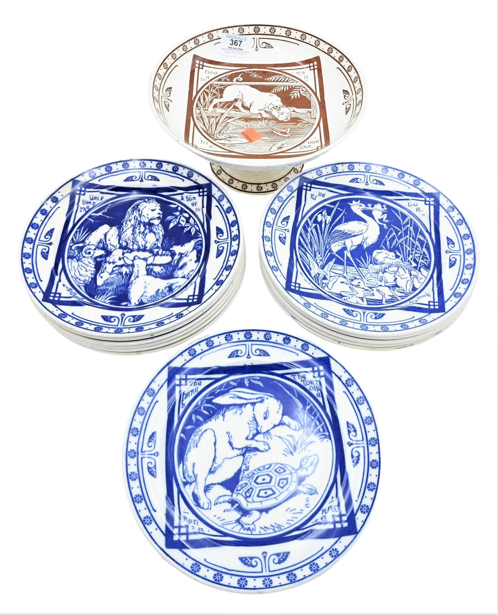 Set of 13 Earthenware Dinner Plates and Compote (1 of 8)