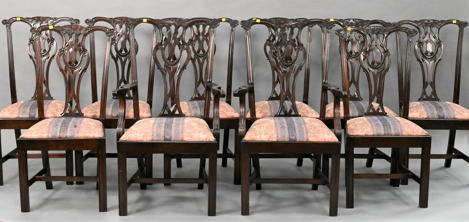 Set of 10 Mahogany Chippendale Style Dining Chairs (1 of 5)
