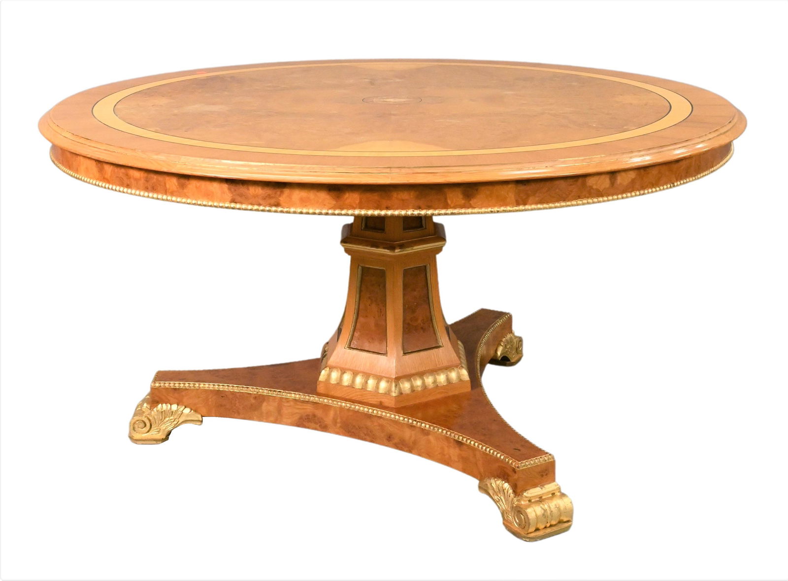 Regency Style Inlaid Parcel Gilt Center Table (1 of 7)