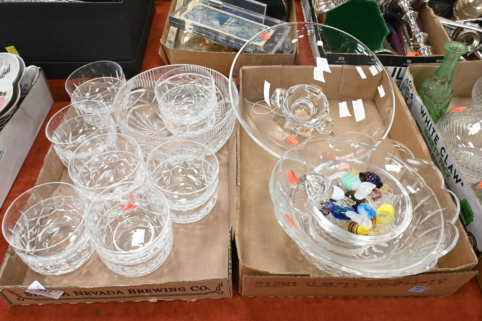 Group of Waterford and Steuben: Group of Waterford and Steuben, to include 3 Steuben bowls, 12 Waterford finger bowls, align with 2 Waterford bowls; largest in diameter 10 inches.