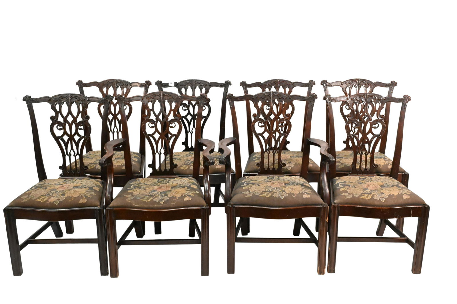 Set of 8 Custom Mahogany Chippendale Style Dining Chairs (1 of 5)