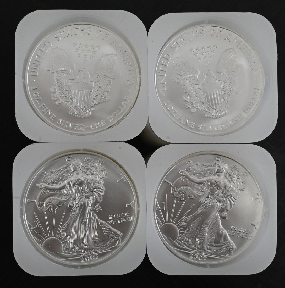 Four Rolls of 20-2007 1oz Silver American Eagle Dollar Coins BU (1 of 1)