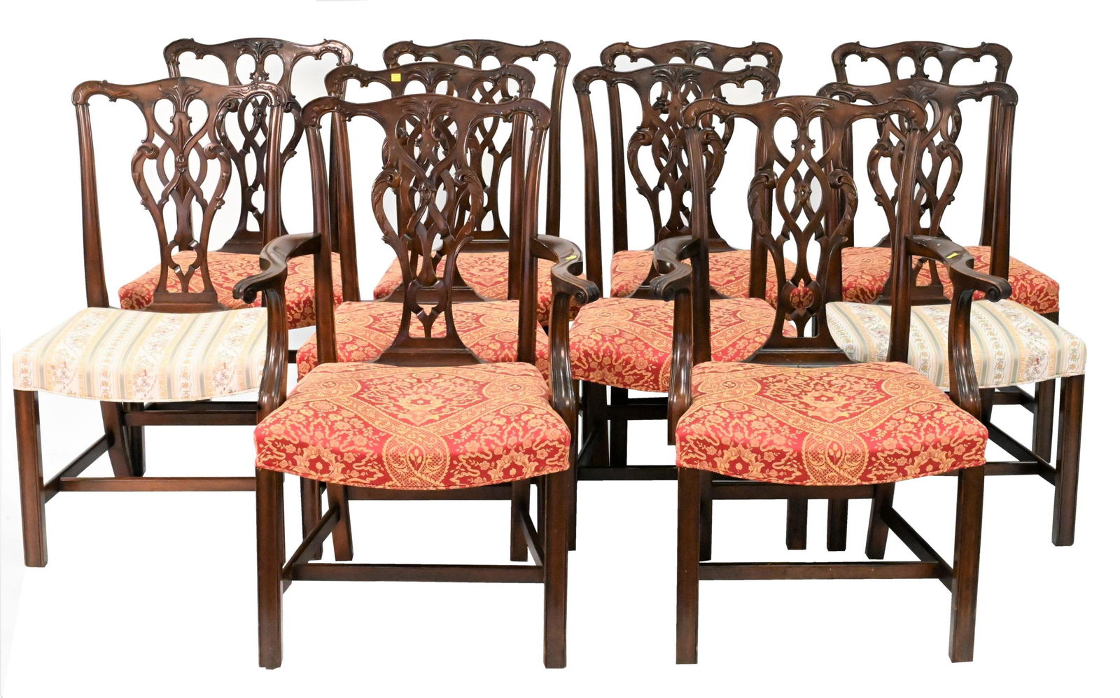 Set of 10 Chippendale Style Dining Chairs (1 of 8)