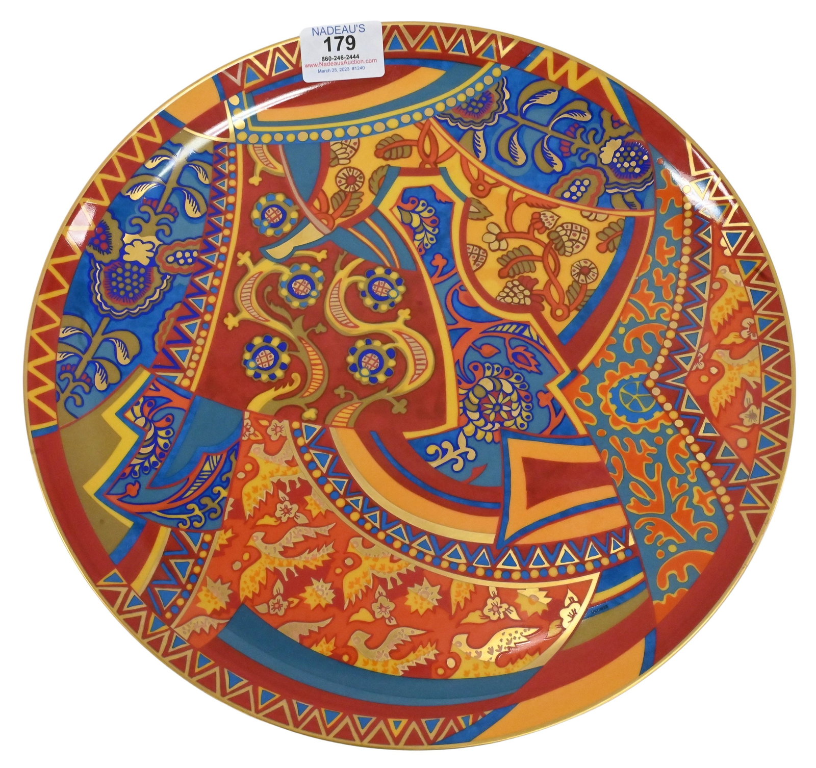 Hermes Porcelain Platter: Hermes Porcelain Platter, marked Ballets Russes Hermes, diameter 12 3/4 inches.