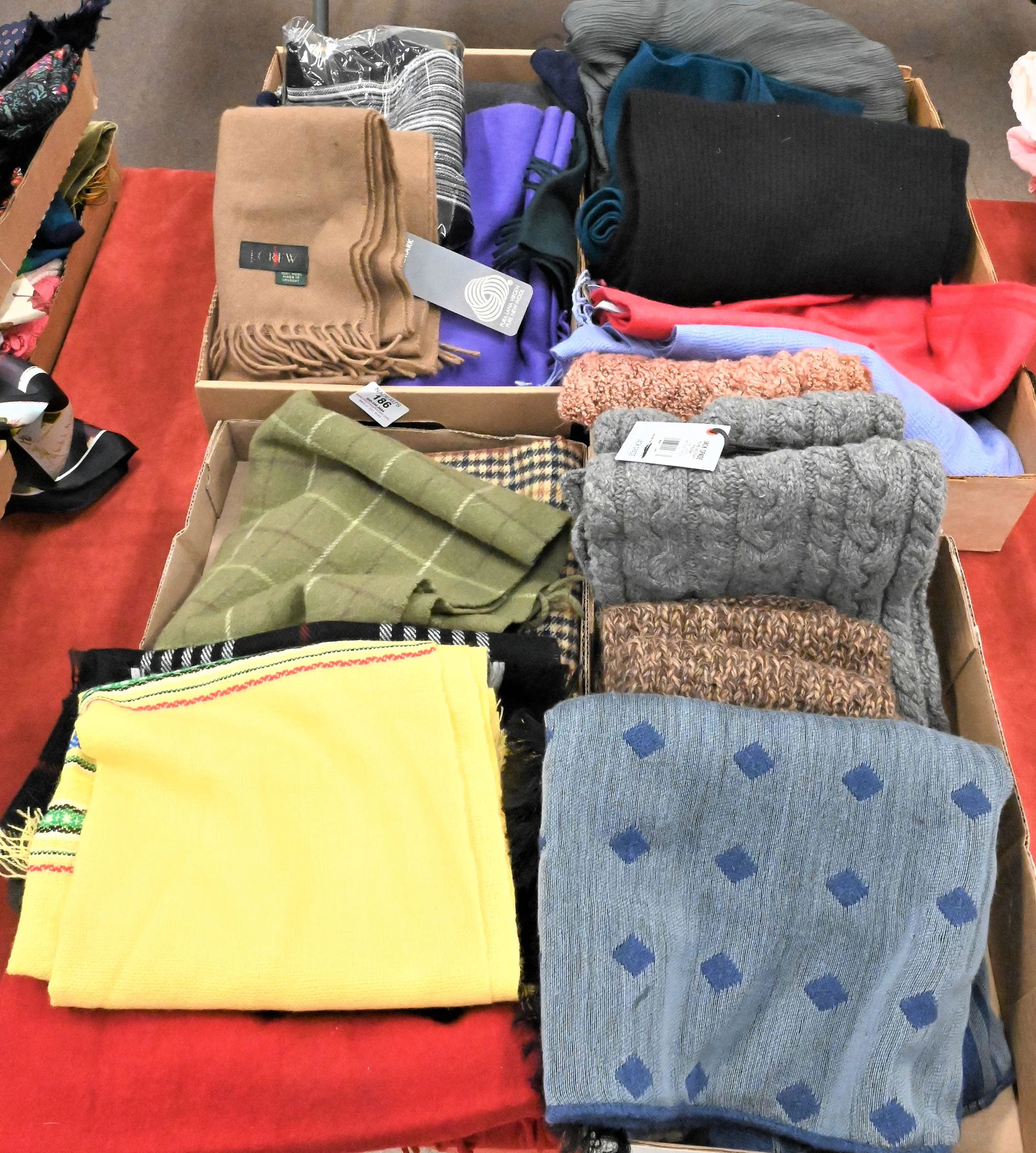 Four Box Lots of Wool and Cashmere Scarves (1 of 7)