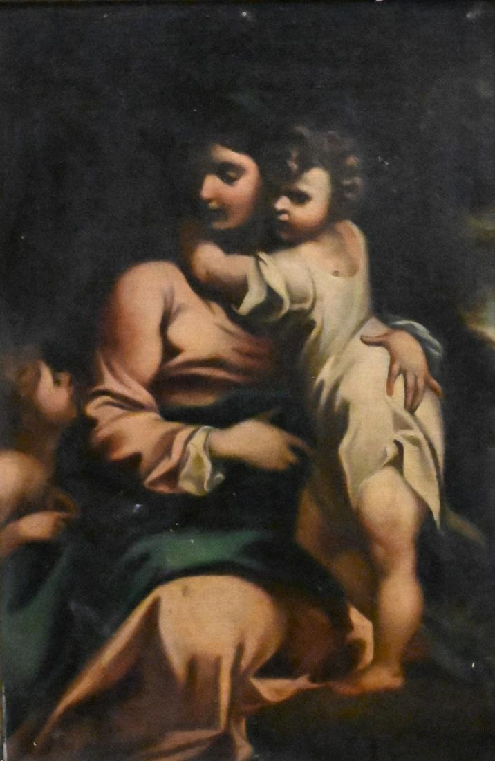 Madonna and Child: Madonna and Child, small oil on canvas laid on Masonite, 17th/18th century, 10 1/4" x 7 1/2".