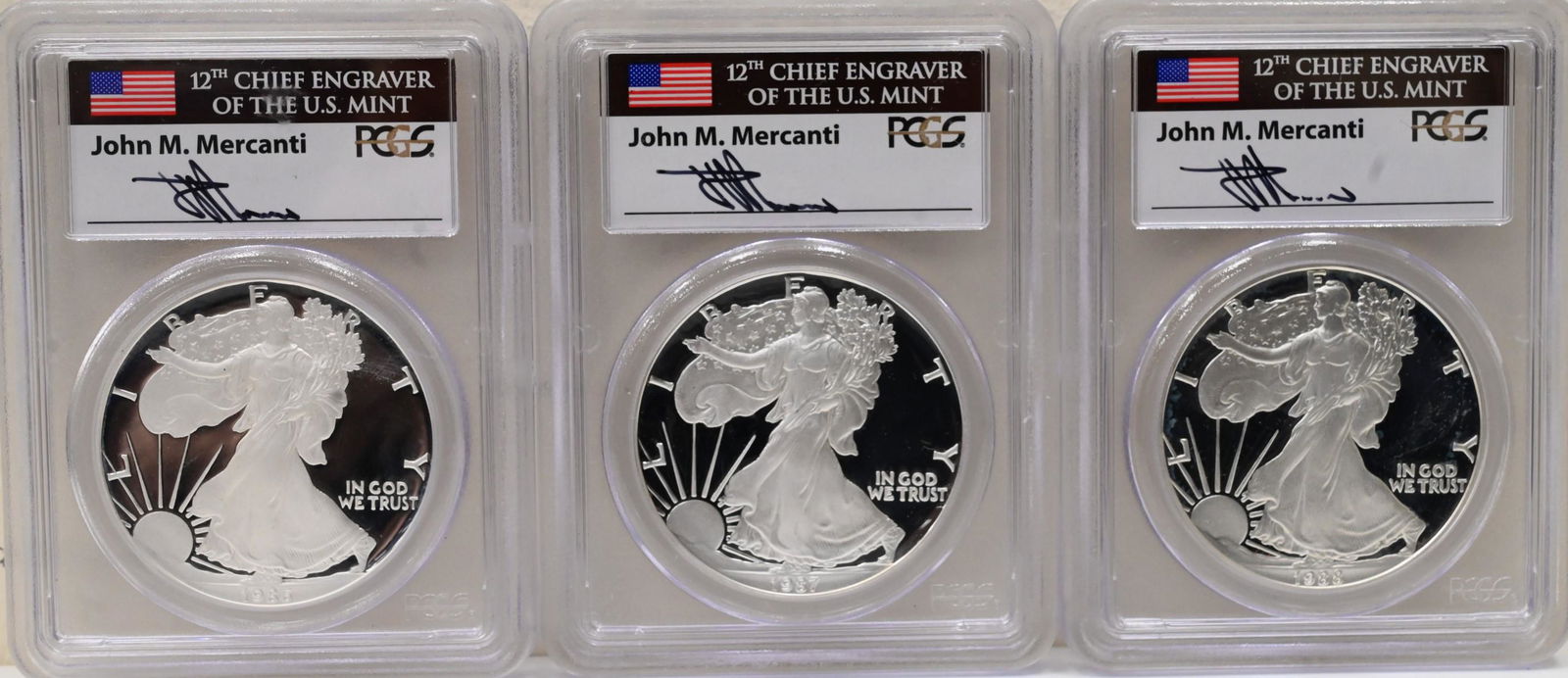 3 PCGS Deep Cameo MS 70 proof Silver Eagles (1 of 2)
