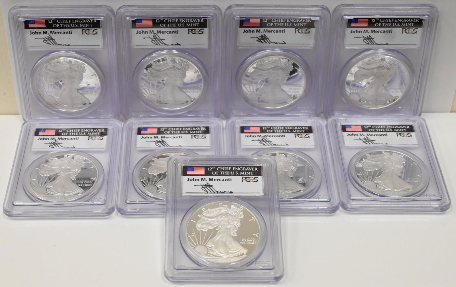 9 PCGS MS 70 Deep Cameo proof Silver Eagles (1 of 5)