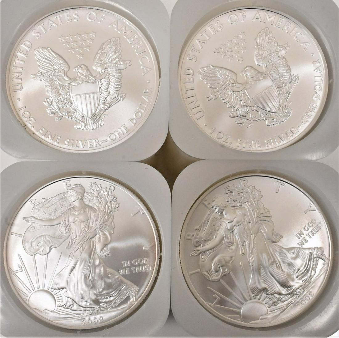 Four Rolls of 20-2008 1oz Silver American Eagle Dollar Coins BU (1 of 1)