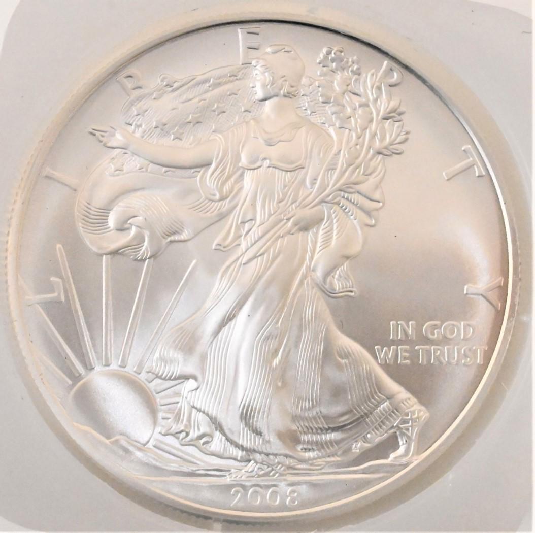 One Roll of 20-2008 1oz Silver American Eagle Dollar Coins BU (1 of 2)