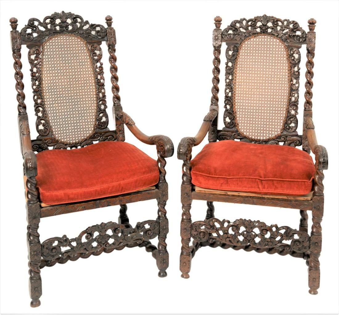 A Pair of Jacobean Style Armchairs (1 of 6)