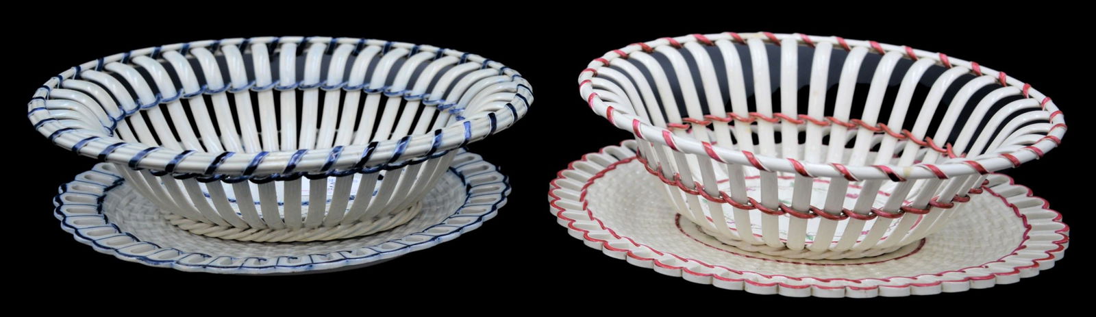Two English Creamware Baskets and Underplates (1 of 9)