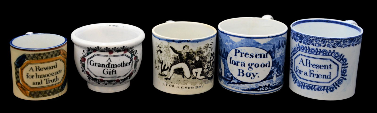 Group of Five Present or Gift Children's' Staffordshire Mugs (1 of 3)