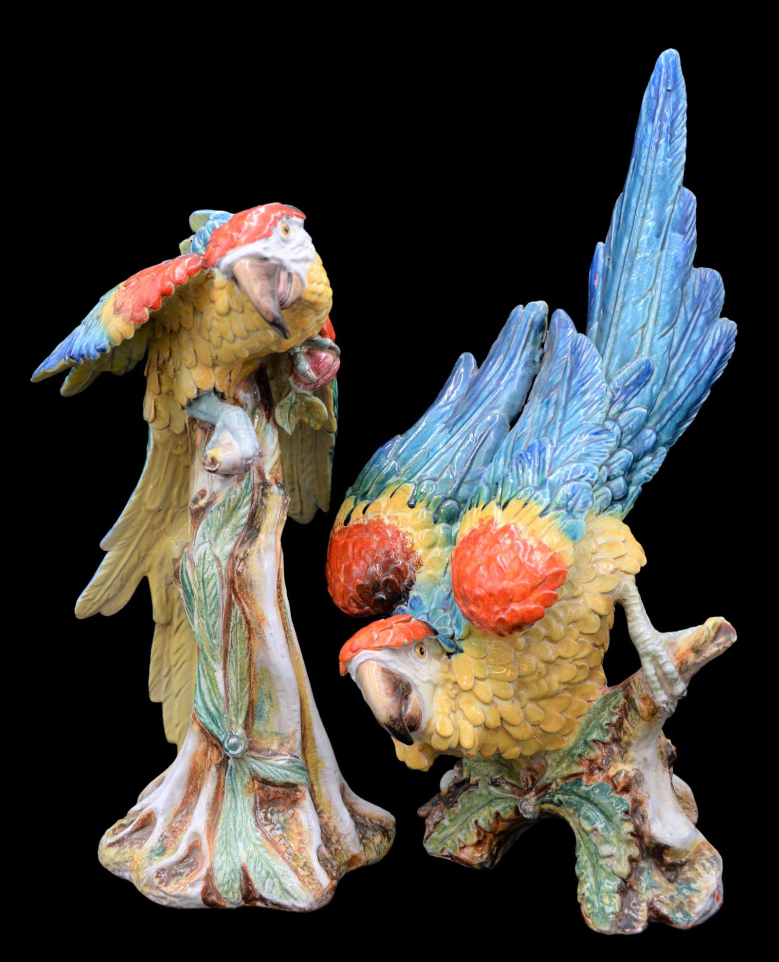 Two Large Italian Majolica Parrots (1 of 7)