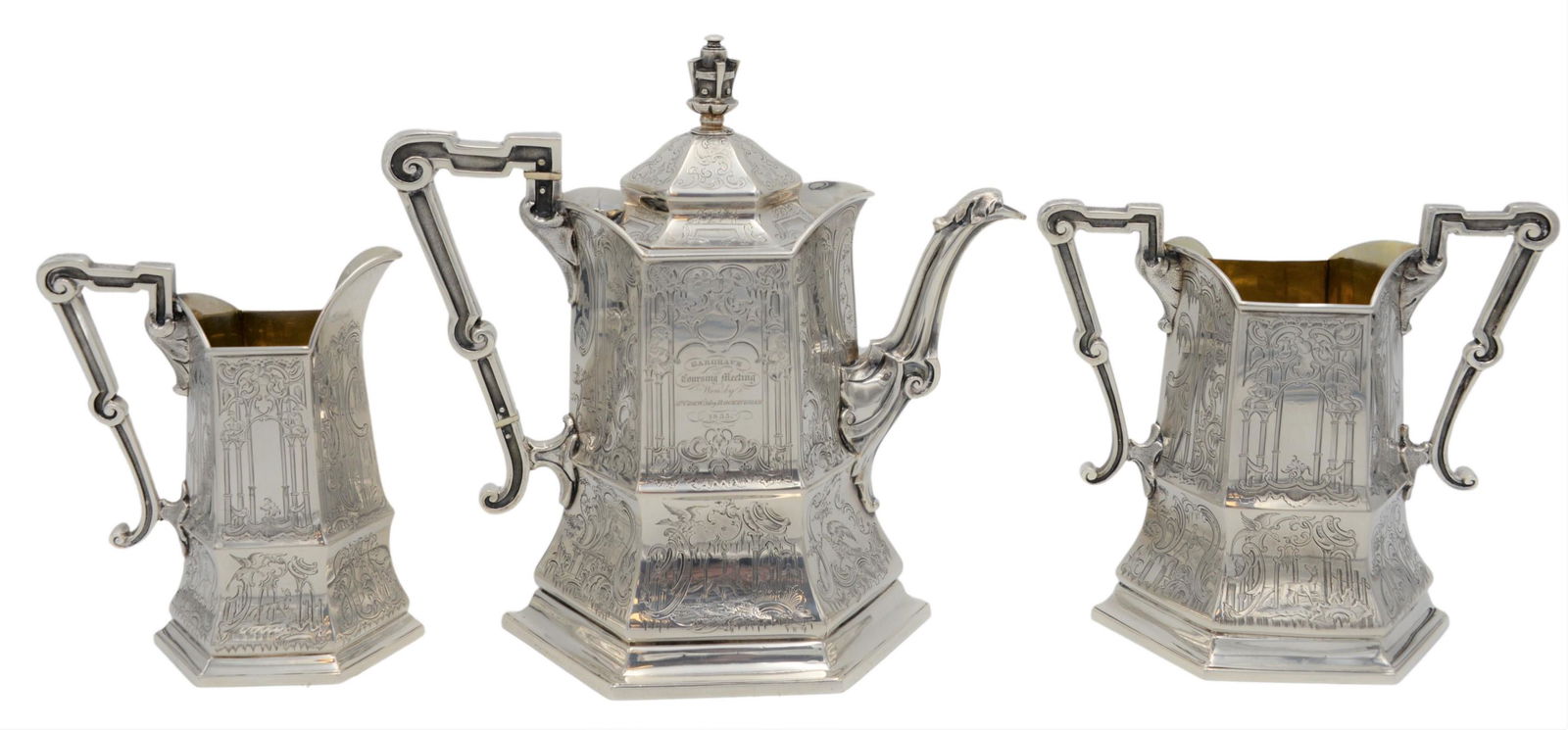 Three Piece George IV Silver Tea Set (1 of 8)