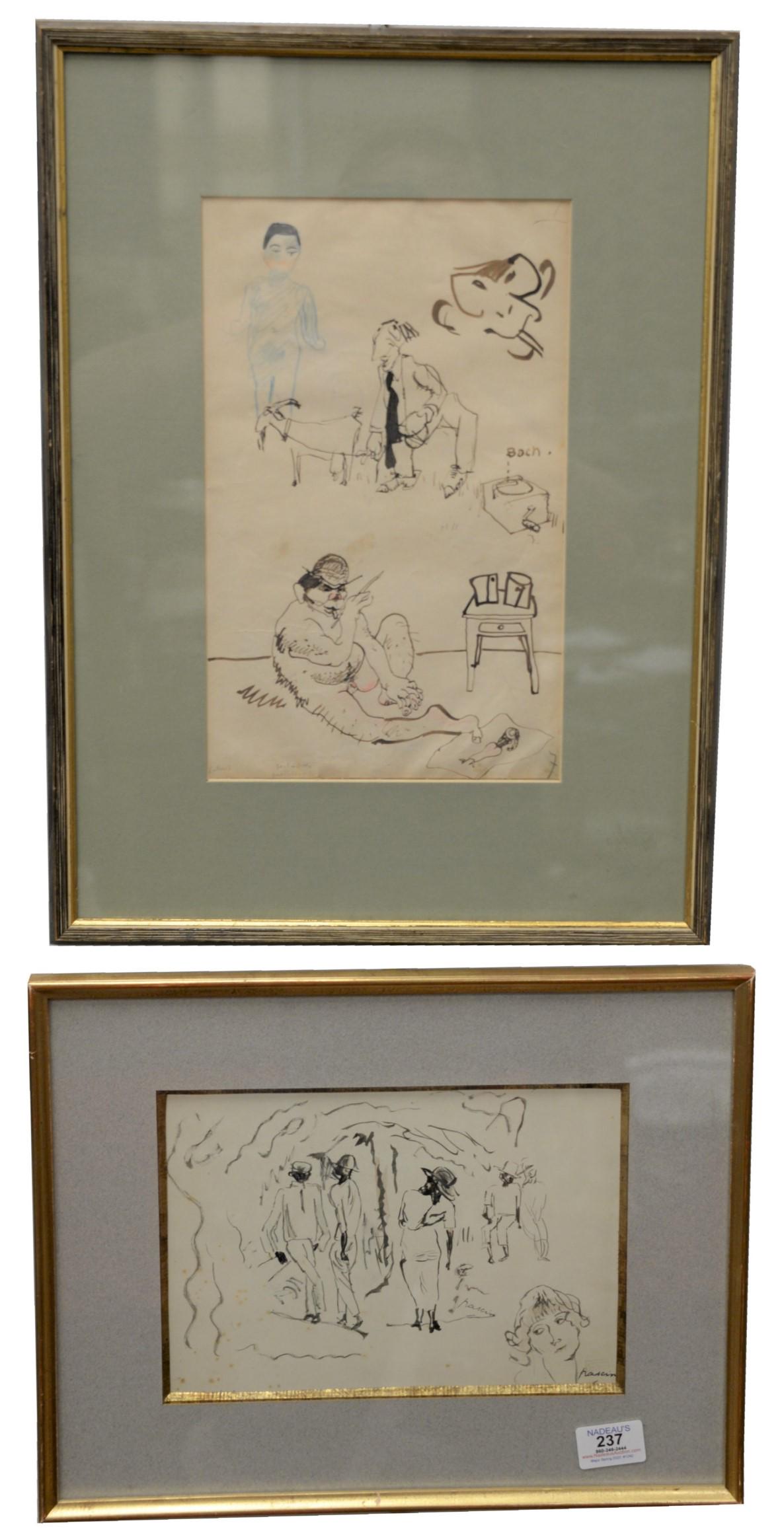 Two Pen and Ink Drawings by Jules Pascin (French, 1885 - 1930) (1 of 5)