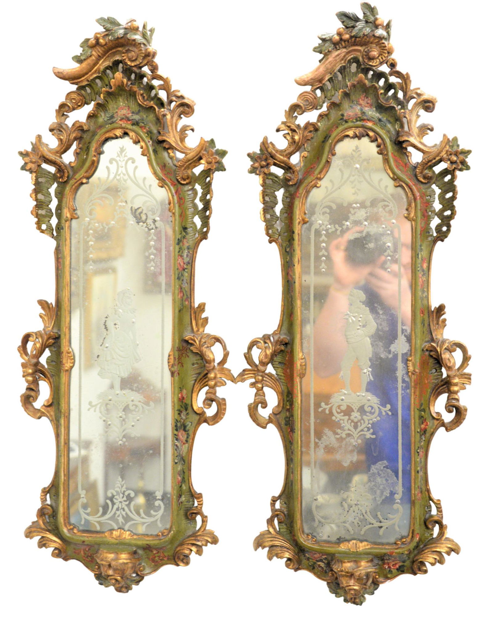 Pair of Venetian Style Carved Mirrors (1 of 6)