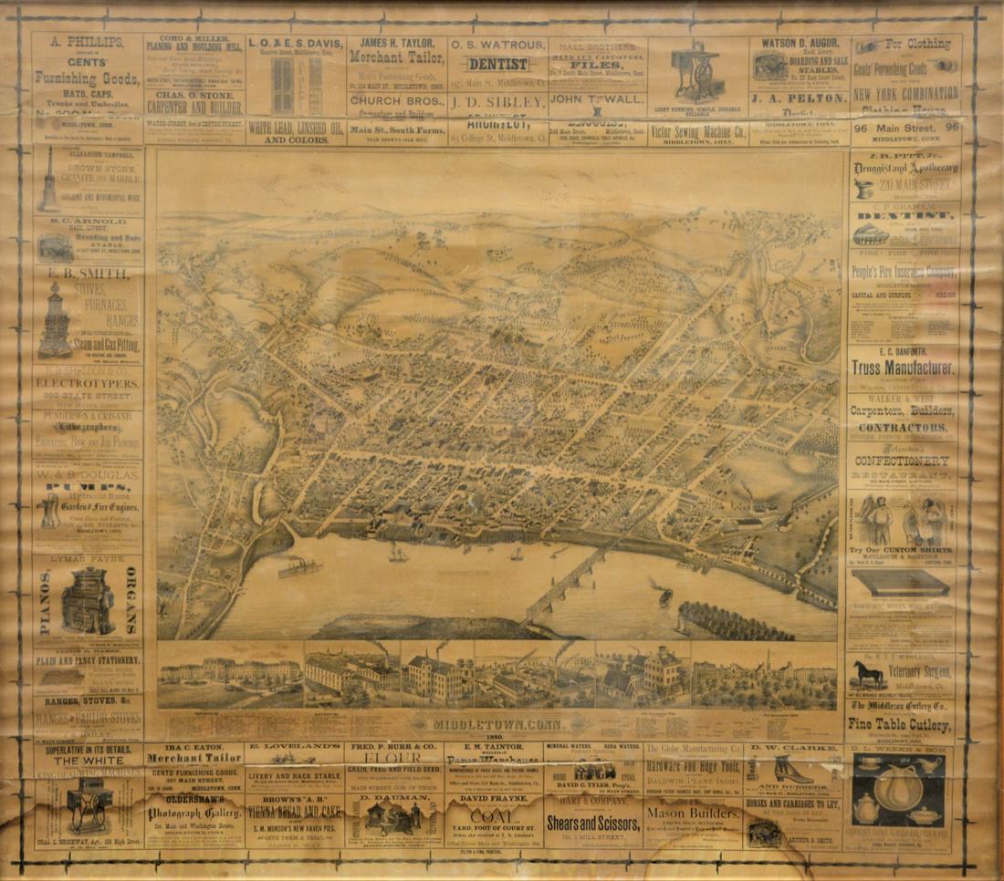 Bird's Eye View Map of Middletown, Connecticut (1 of 9)