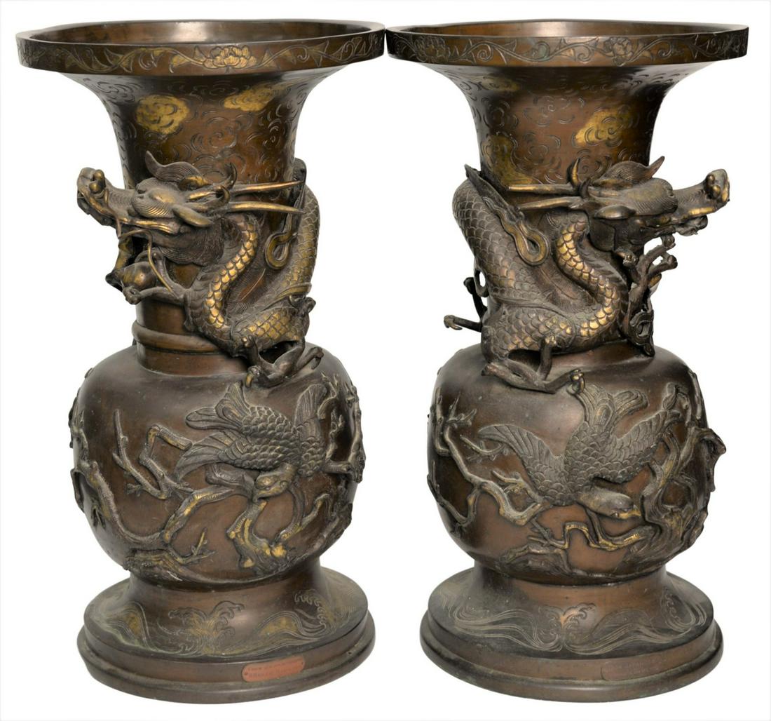 A Pair of Bronze Japanese Vases (1 of 10)