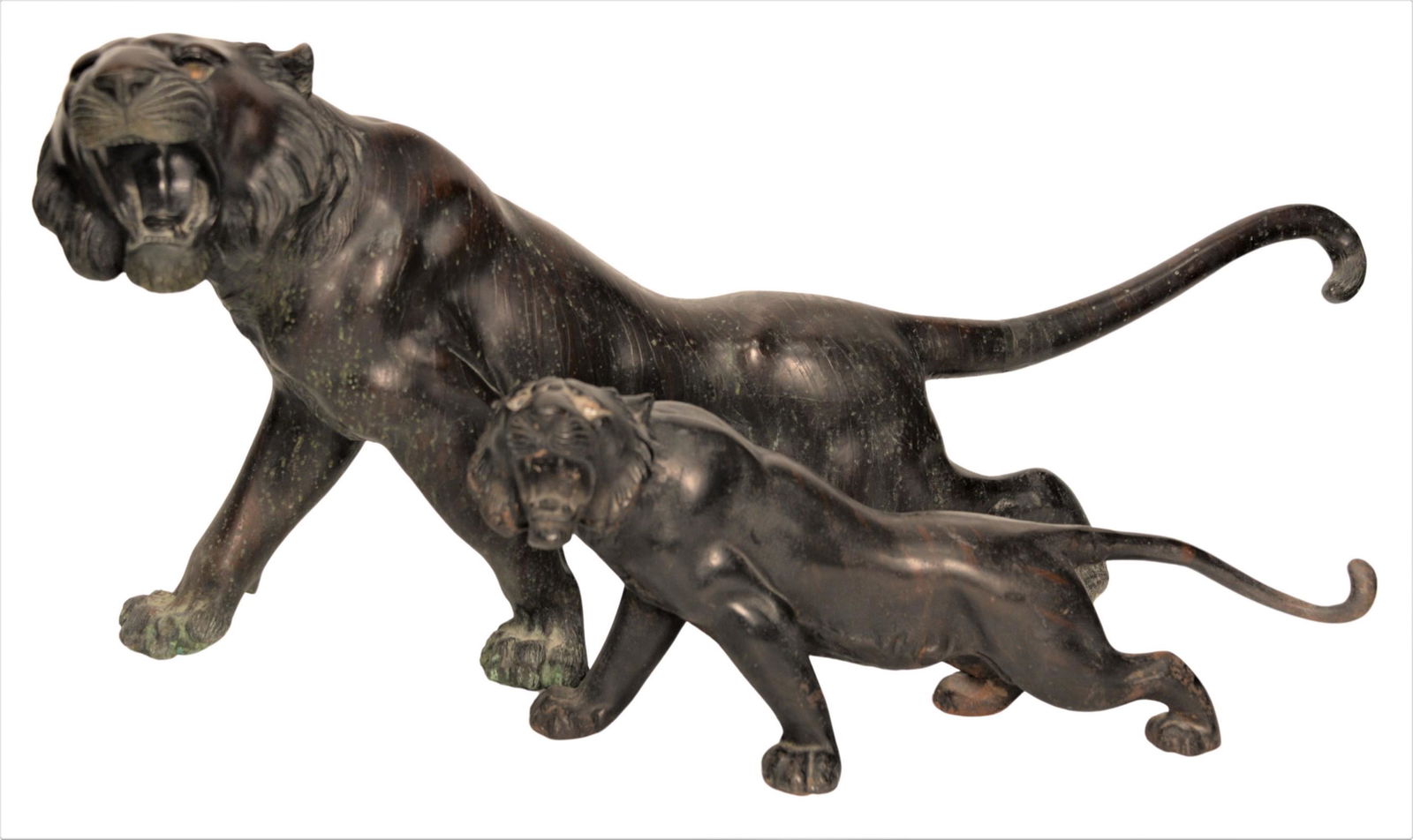 Two Large Japanese Bronze Tigers (1 of 10)