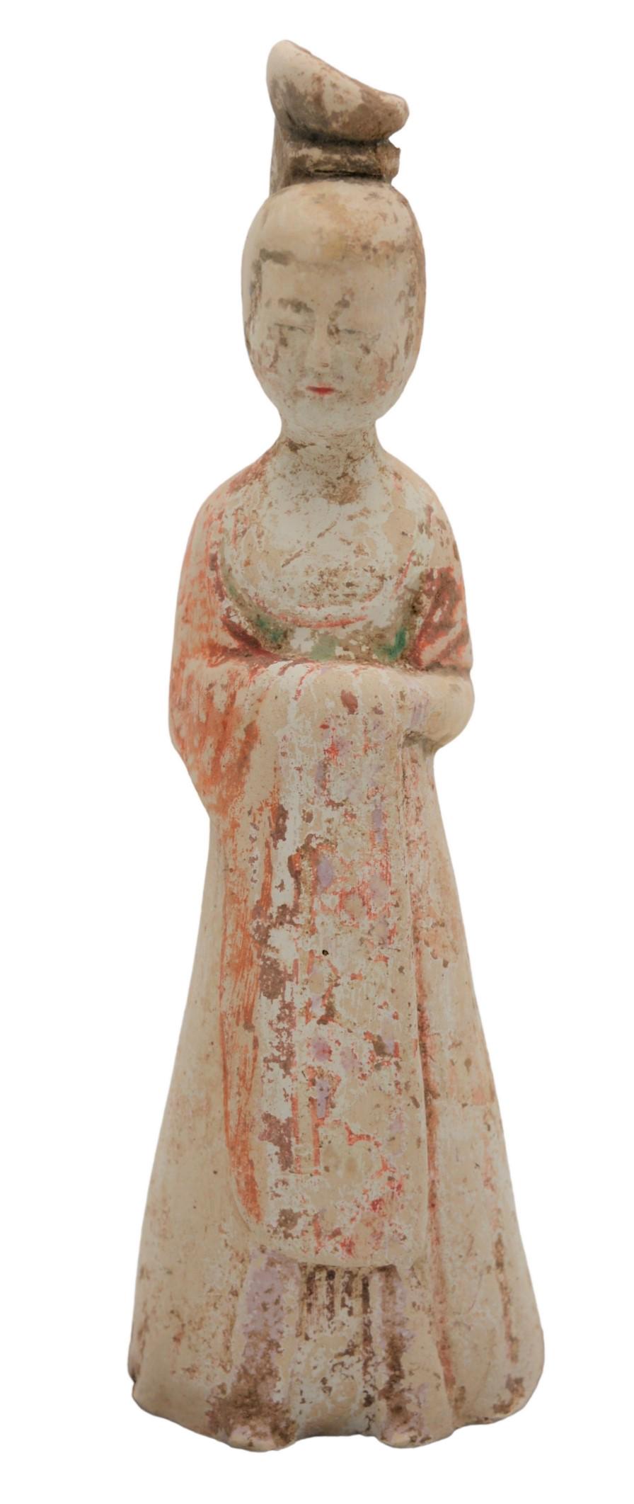 Chinese Painted Pottery Figure of a Female Attendant (1 of 7)
