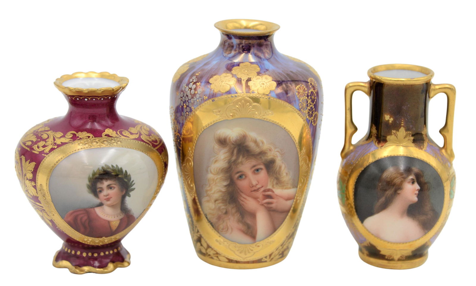 Three Royal Vienna Portrait Cabinet Vases (1 of 9)