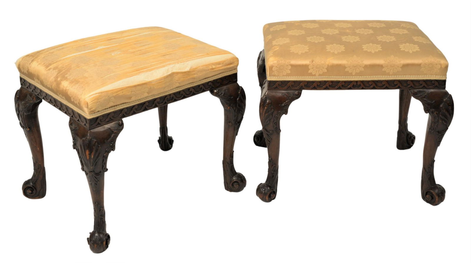 A Pair of George III Mahogany and Upholstered Stools (1 of 9)