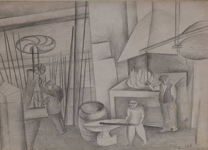 Attributed to Moise Kisling (1891-1953): Attributed to Moise Kisling (1891-1953) untitled Pencil on Paper marked lower right Kisling and dated 1917 9 3/4" x 14"