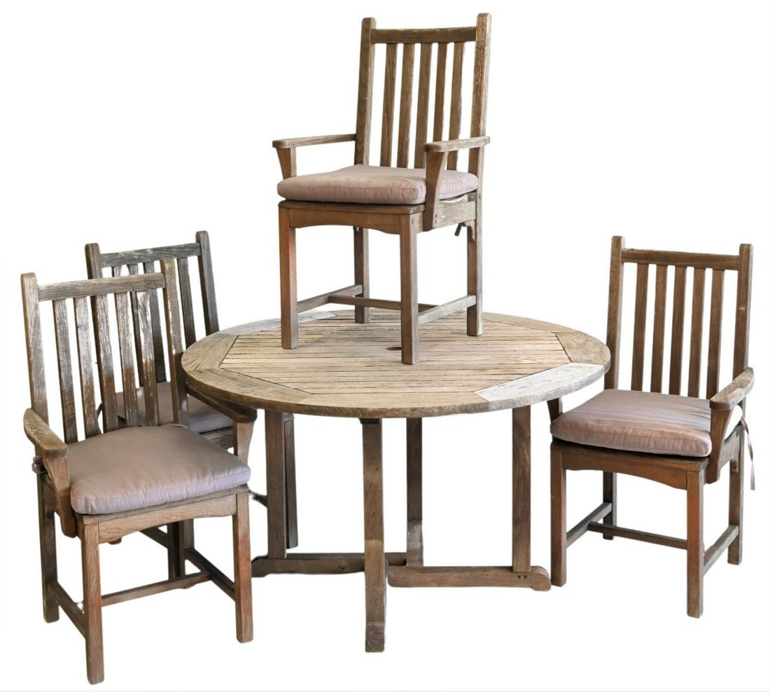 Five Piece Kingsley Bate Teak Outdoor Set Auction