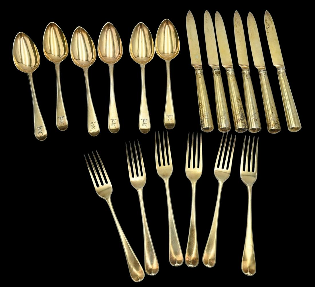 18 Piece English Sterling and Vermeil Flatware (1 of 6)