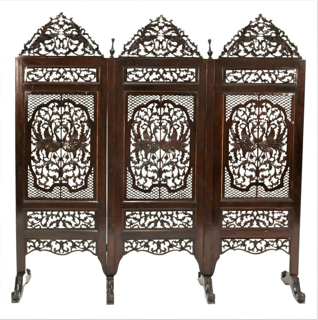 Three Panel Pierce Carved Screen (1 of 5)
