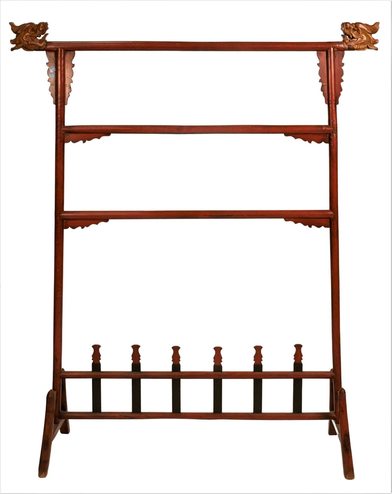 Chinese Rack: Chinese Rack, with dragon ends, height 65 inches, width 53 inches.