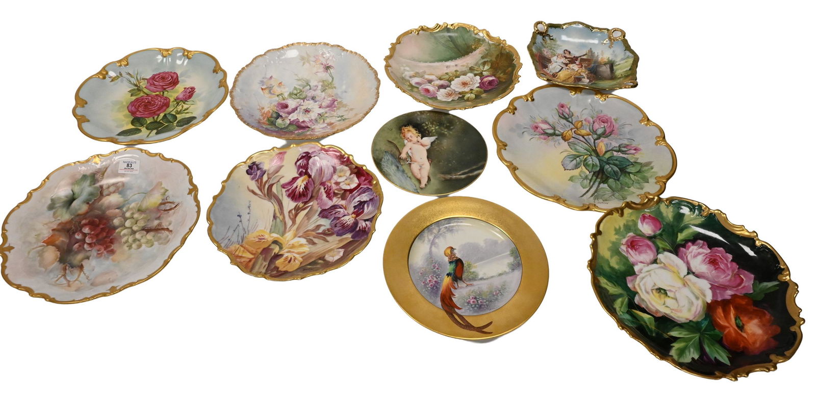 10 Piece Lot of Hand Painted Porcelain Plates (1 of 11)