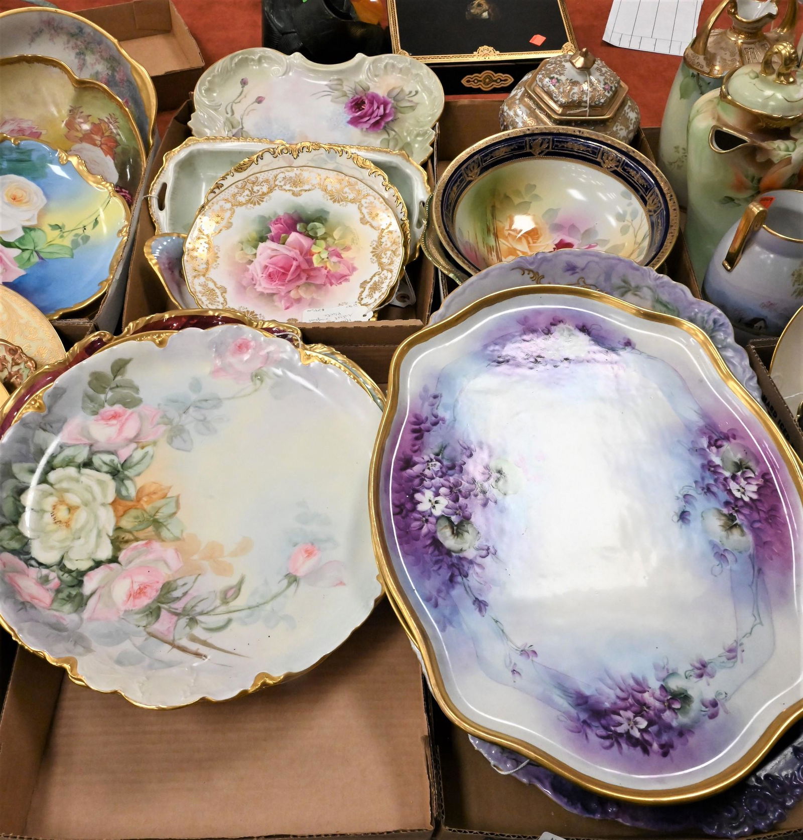 Four Tray Lots of Hand Painted Porcelain (1 of 4)