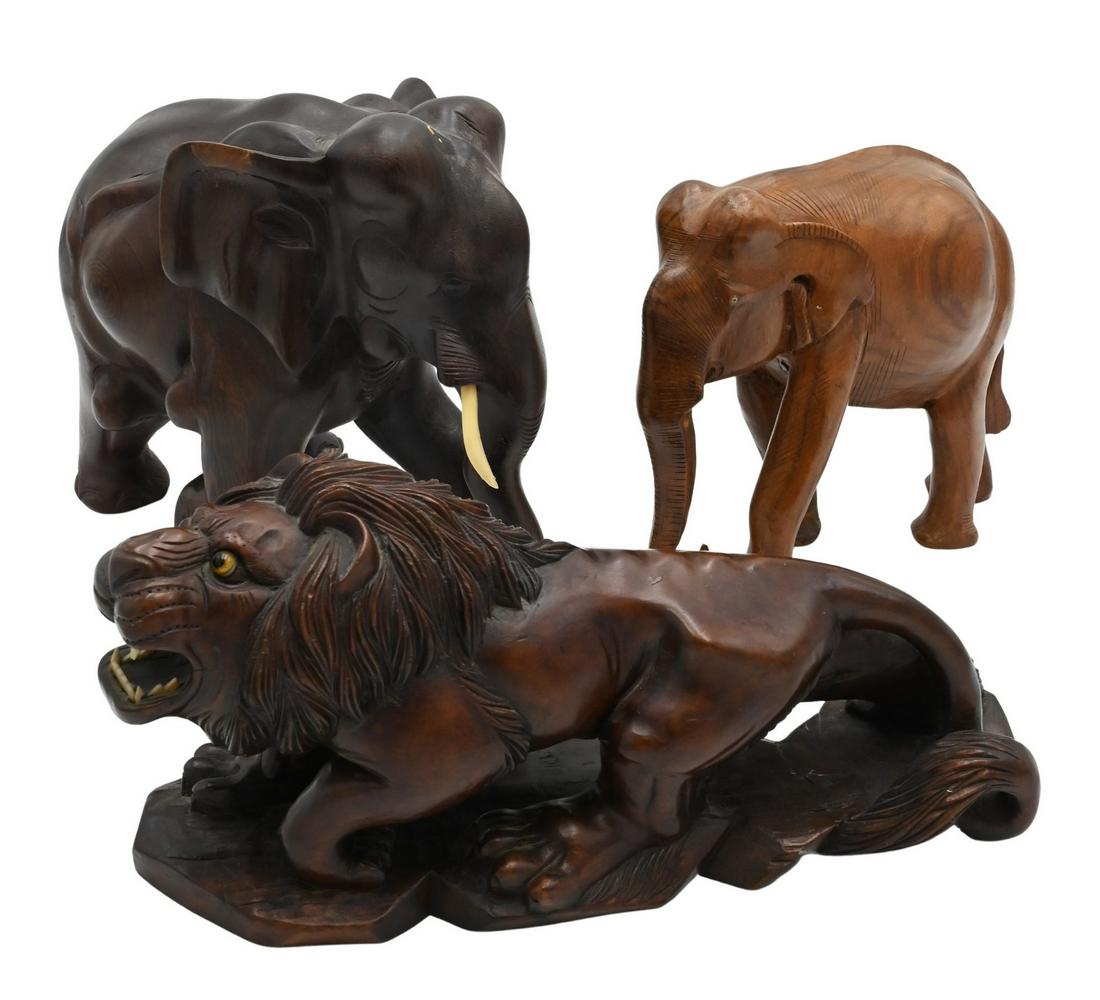 Three Piece Carved Wood Animal Lot (1 of 8)