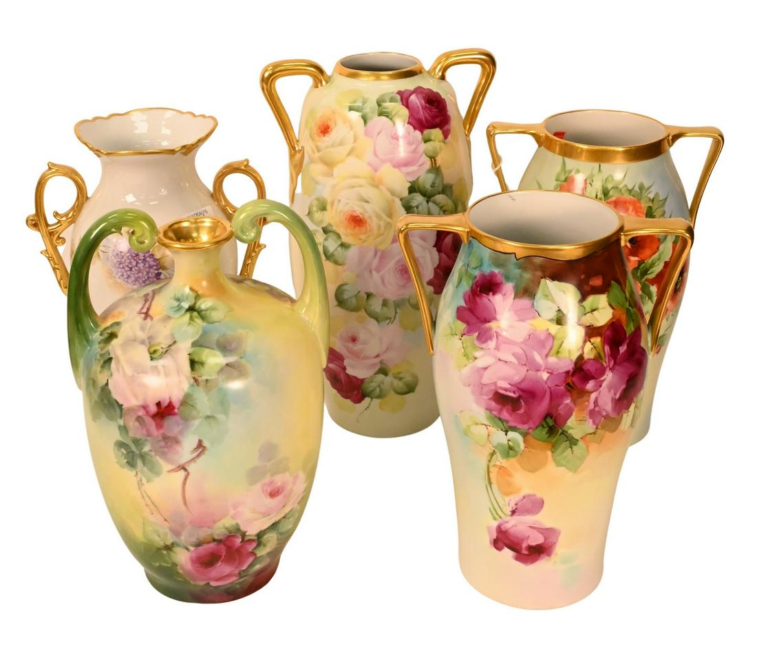 Group of Five Large Porcelain Handled Vases (1 of 8)