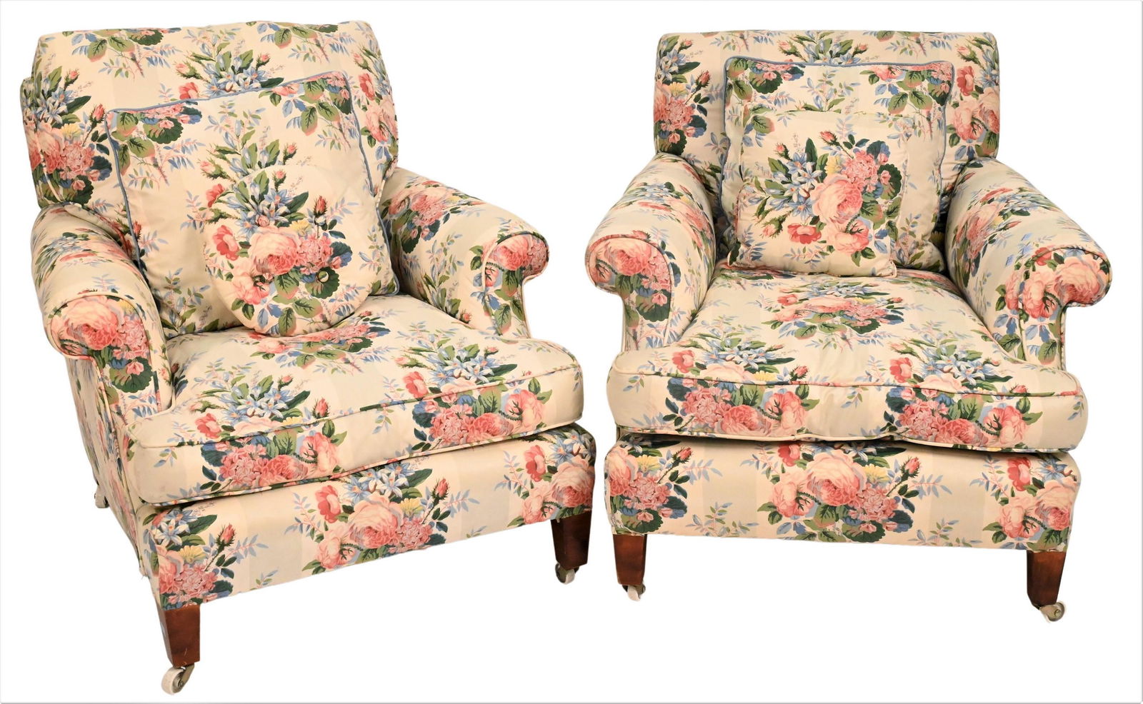 Pair of Custom  Chintz Upholstered Club Chairs (1 of 5)