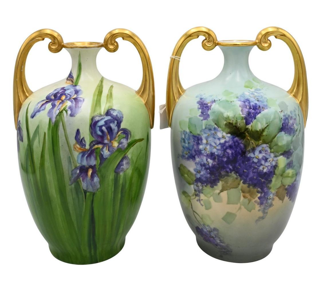 Pair Of Limoges Porcelain Vases Auction