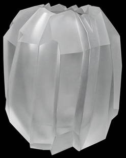 J&L Lobmeyr "Gletscher" Frosted Crystal Vase: J&L Lobmeyr "Gletscher" Frosted Crystal Vase, having Lobmeyr markings to base, designed by Sebastian Menschhorn, height 9 inches, width 7 1/2 inches.