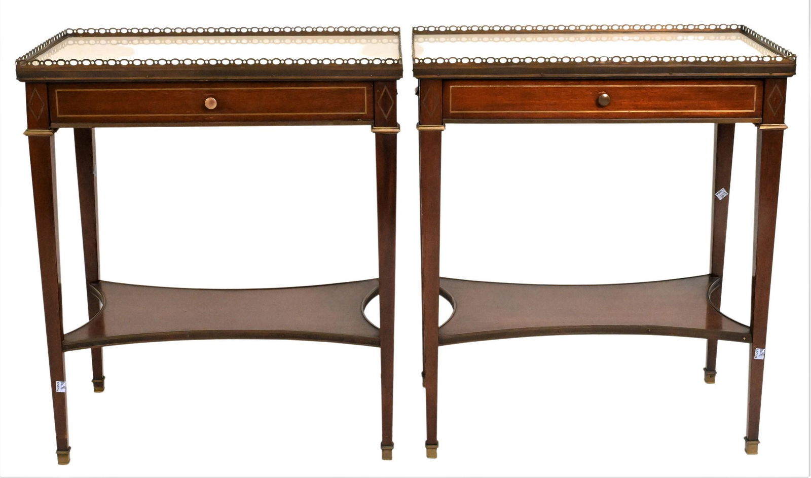Pair of Marble Top Inlaid End Tables (1 of 5)