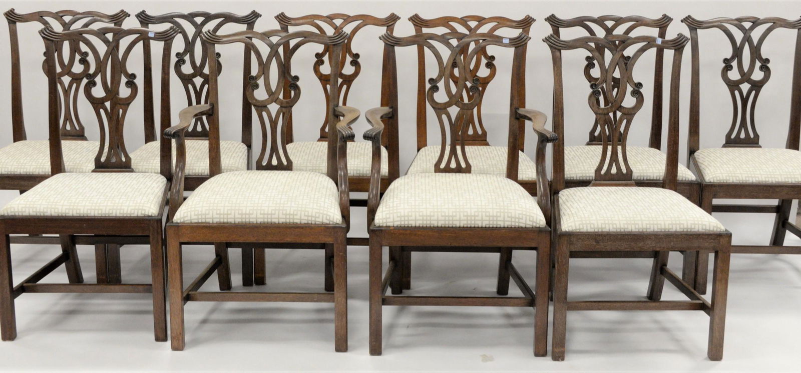 Set of 10 Chippendale Style Dining Chairs (1 of 6)