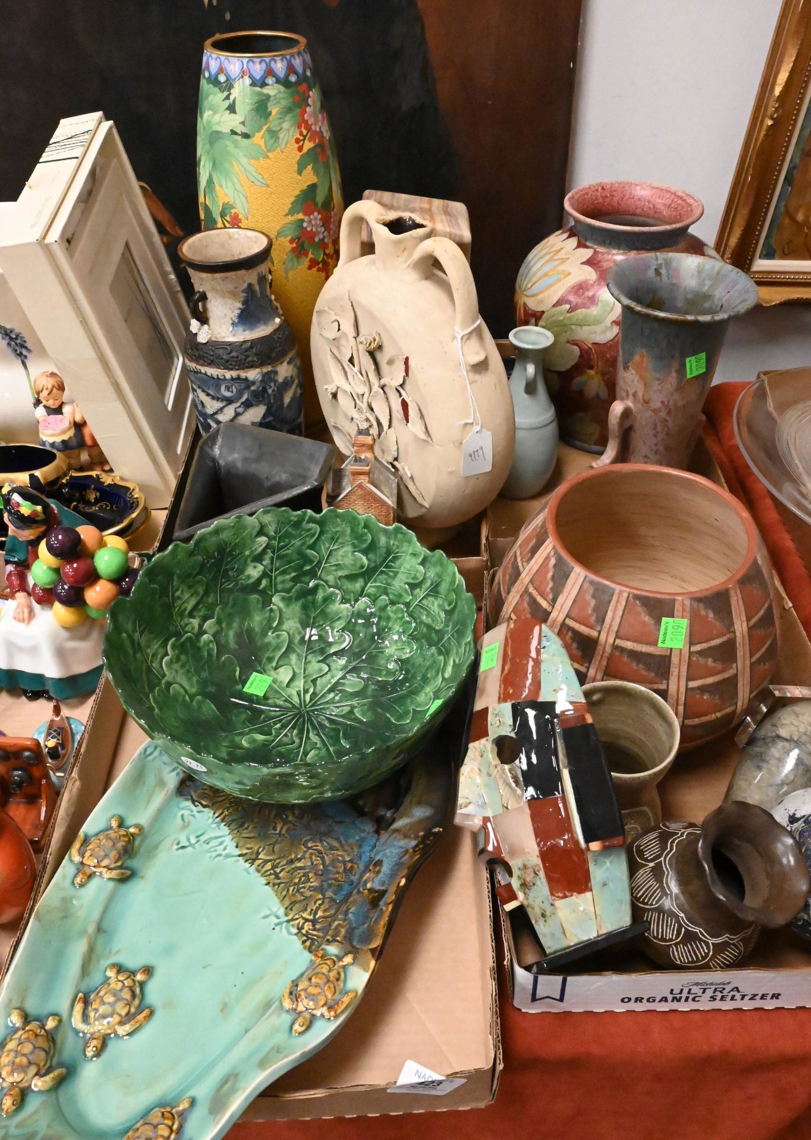 Four Tray Lots of Ceramic and Pottery Vases, Trays, etc.. (1 of 5)