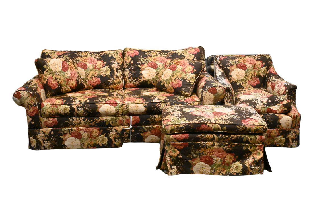 Two Piece Ethan Allen Floral Living Room Set Auction