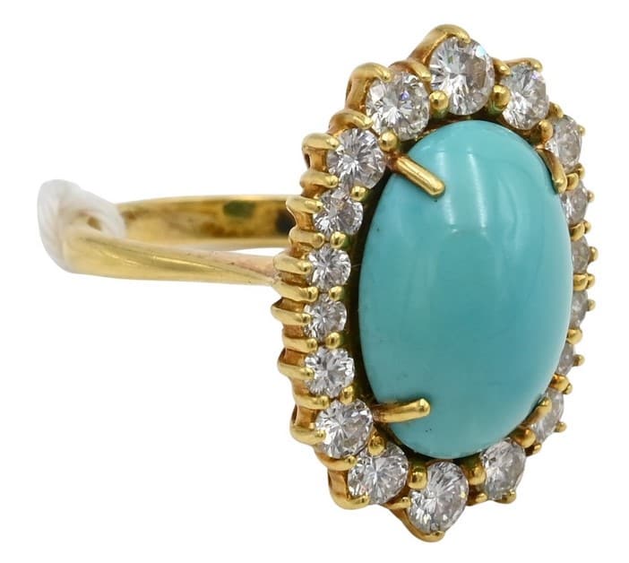 18 Karat Yellow Gold Ring with Turquoise Center Stone (1 of 4)