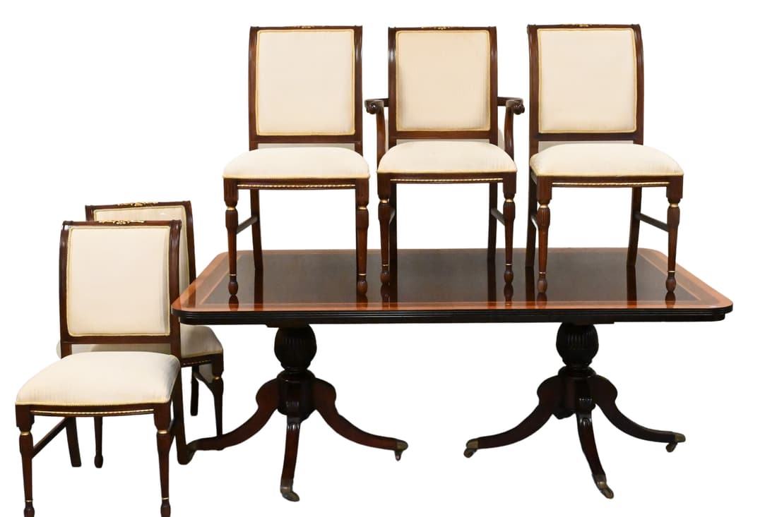 Six Piece Mahogany Double Pedestal Dining Table (1 of 3)