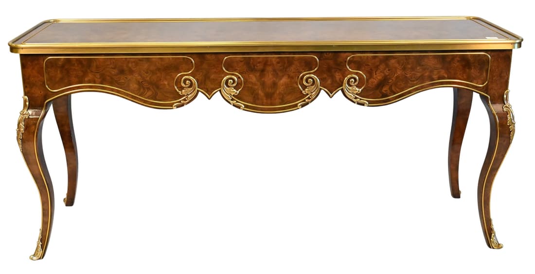 Mastercraft Louis XV Style Burl and Brass Bound Sofa (1 of 5)