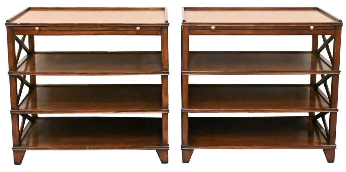 Pair George IV Style Mahogany Four Tier Shelves (1 of 5)