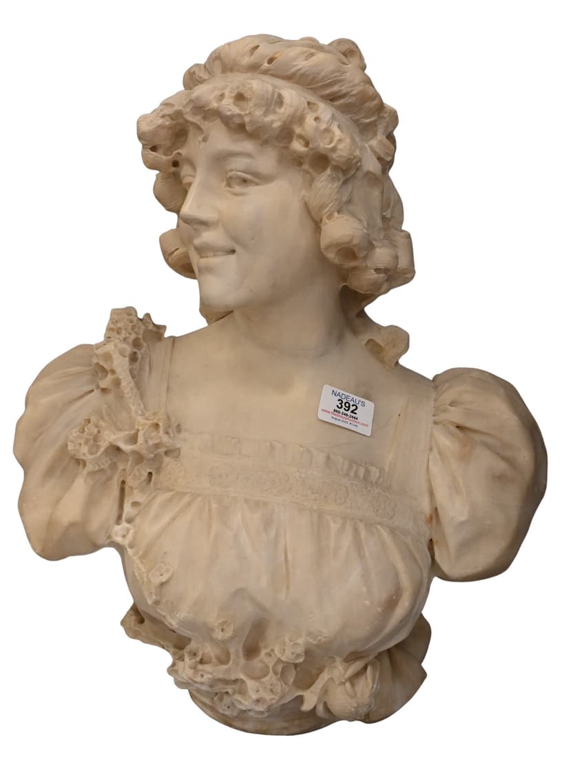 Carved Marble Female Bust (1 of 4)